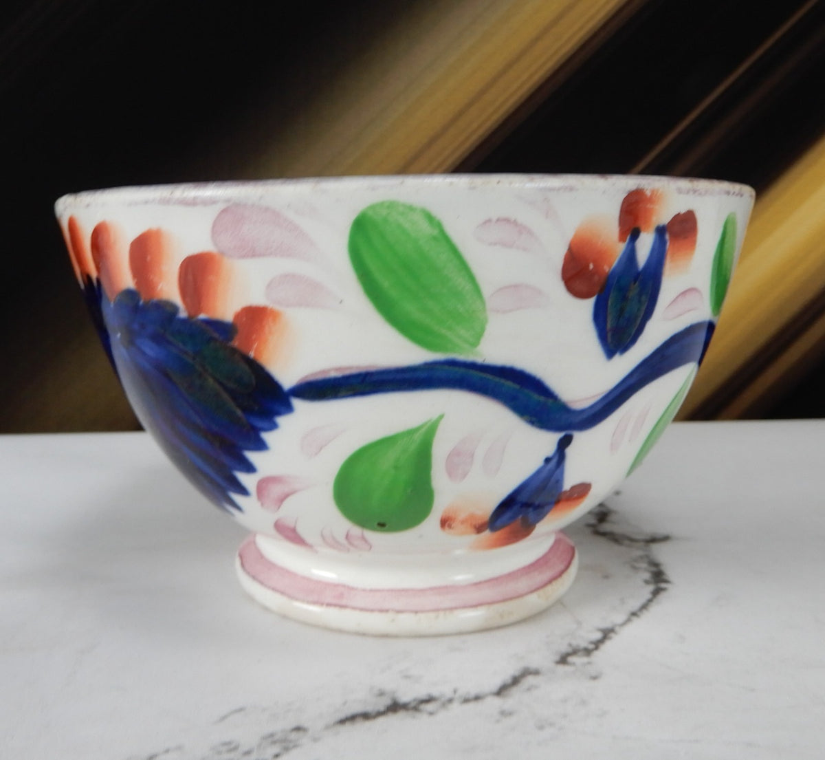 Antique Duch Gaudy Welsh Regout Grape Pattern Small Bowl