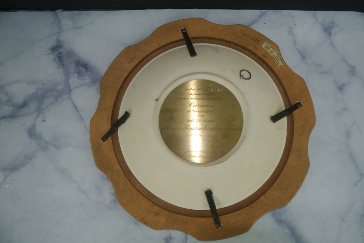 Vintage La Scala "Carmen" Collector Plate By Georges Bizet  w/Wood Frame