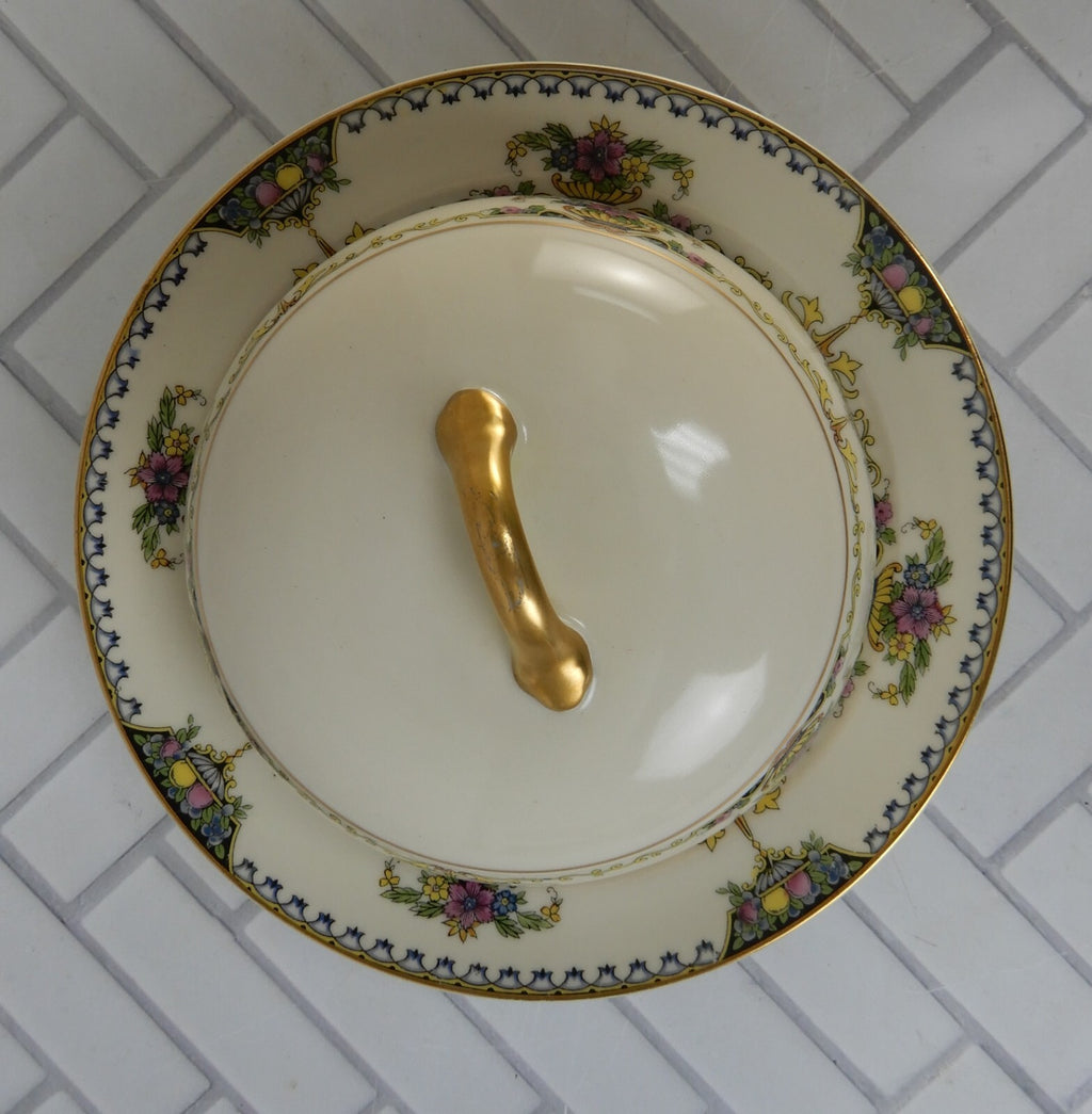 1920 Noritake China Ivory "Colonade" Round Covered Butter Dish
