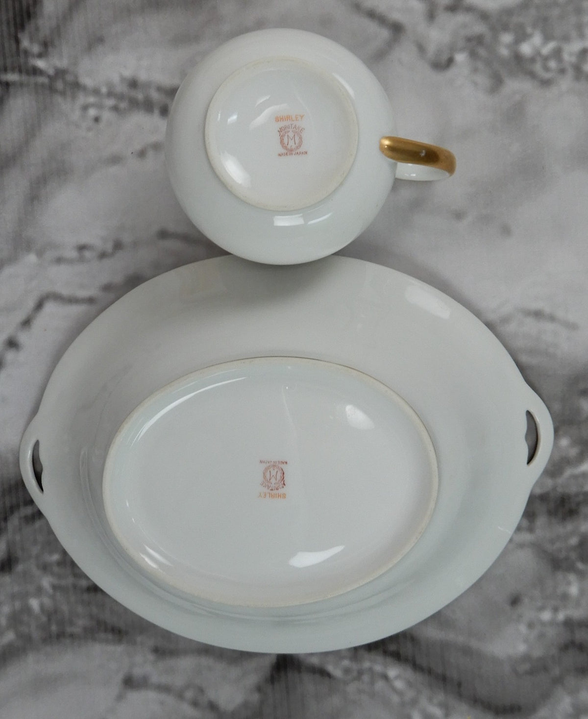 Vintage Morimura Japan Shirley Pattern Oval Bowl and Creamer