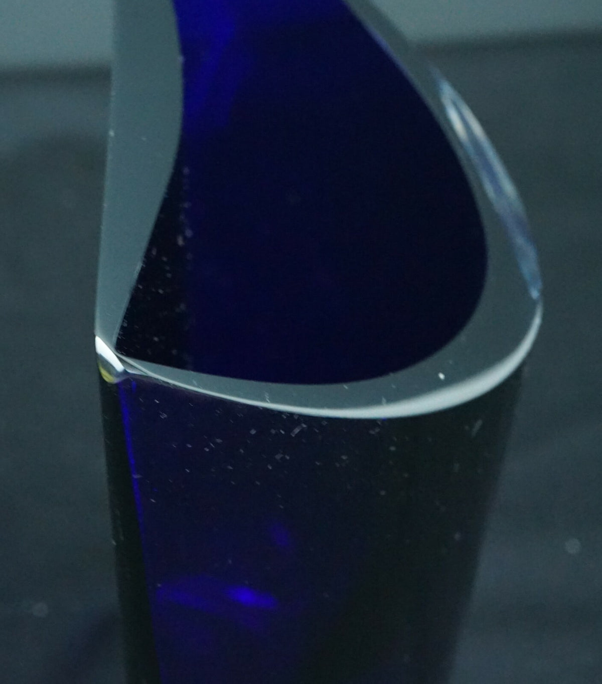 Vintage Cobalt Blue Glass Pocket Shape Vase Home Decor