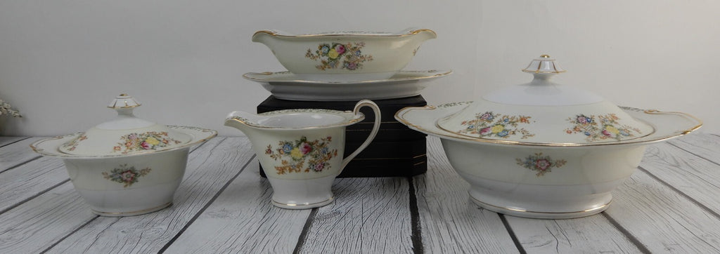Regal China Japan w/ Imperfections Gravy Bowl ,Creamer,Sugar Bowl & Lidded Bowl