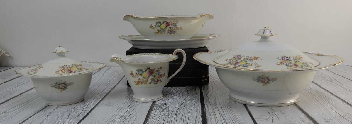 Regal China Japan w/ Imperfections Gravy Bowl ,Creamer,Sugar Bowl & Lidded Bowl