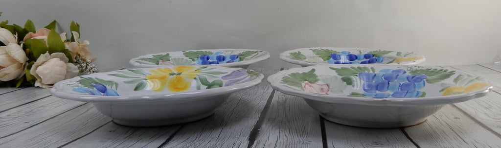 Set Of 4 Fortebraccio Ceramiche Italy Flora 10-1/4" Pasta Bowls