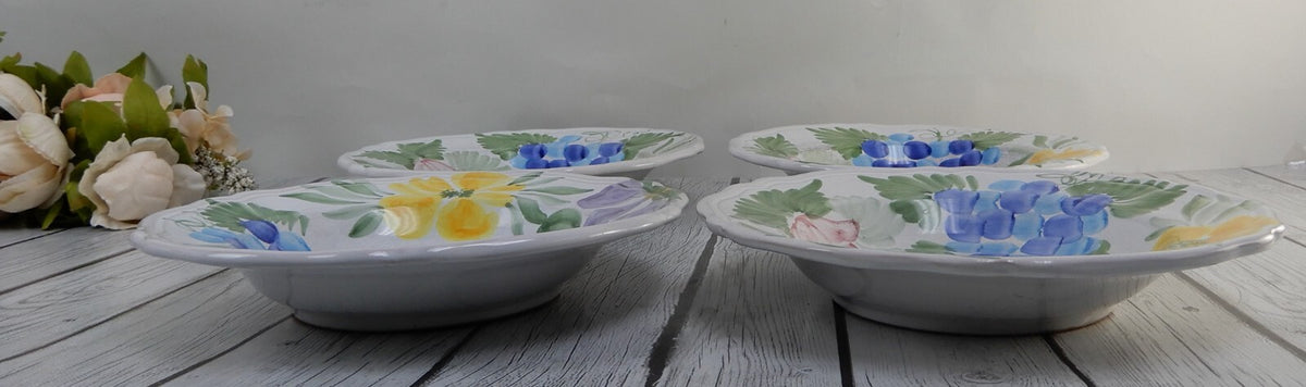 Set Of 4 Fortebraccio Ceramiche Italy Flora 10-1/4" Pasta Bowls