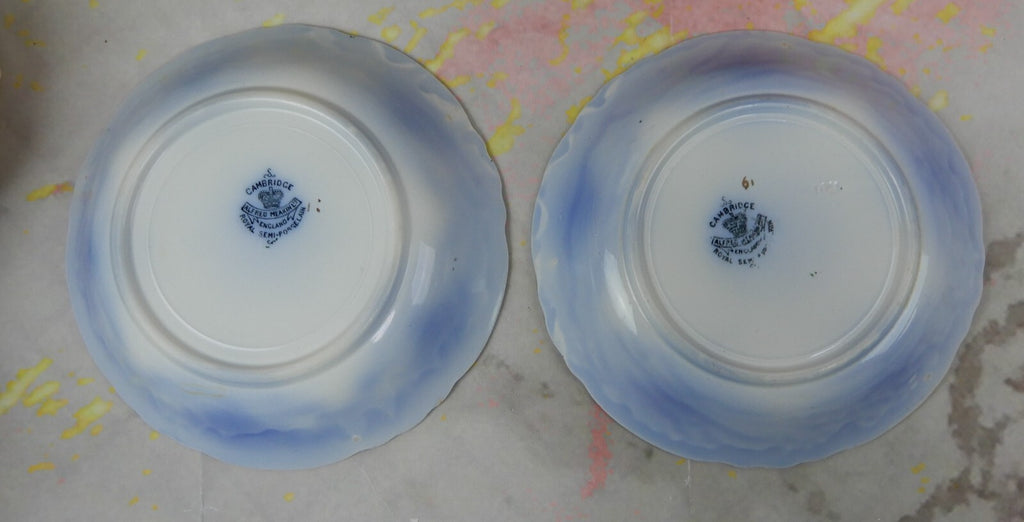 2 Coupe Soup Bowls Antique Alfred Meakin Flow Blue "Cambridge" Pattern