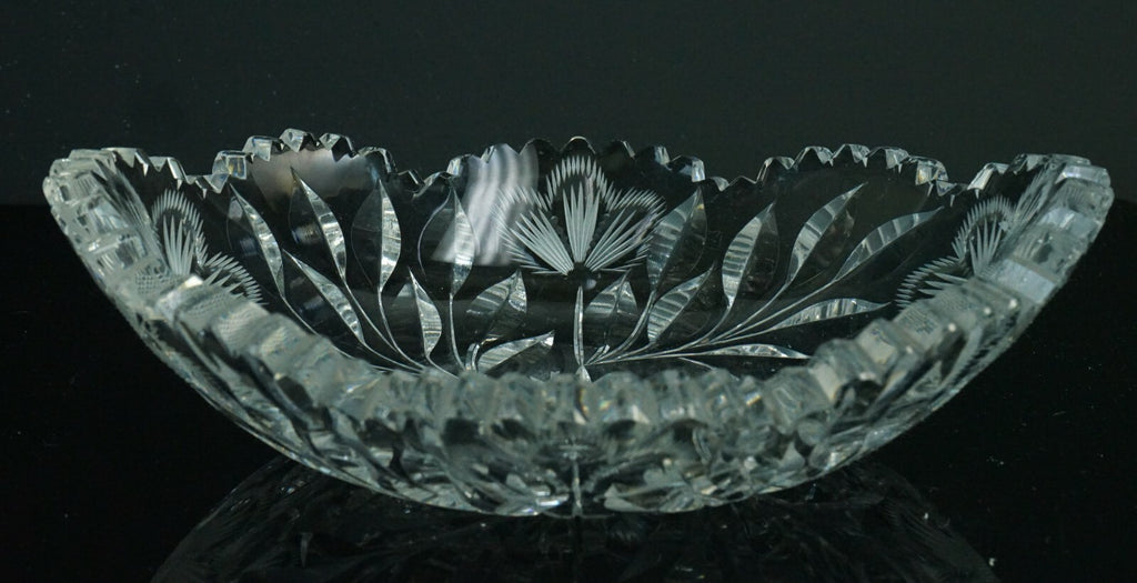 Vintage Cut Glass Candy Dish, Floral Nut Bowl, Home Decor