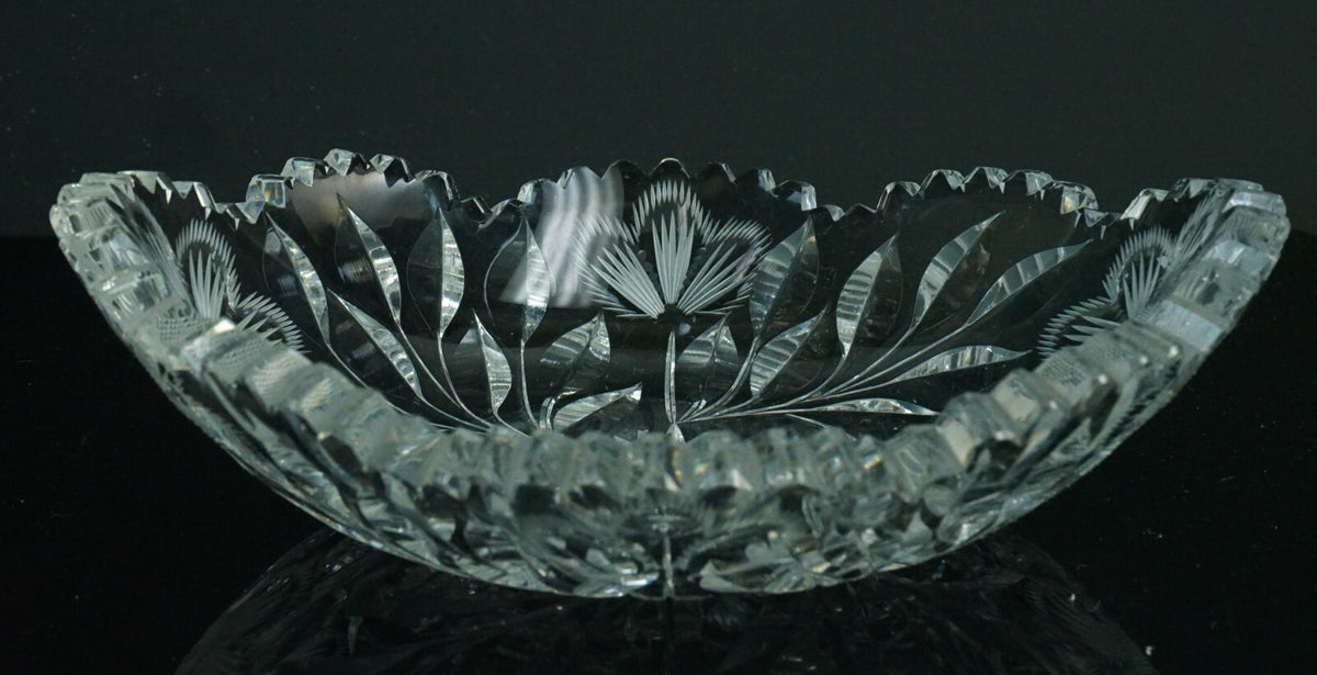 Vintage Cut Glass Candy Dish, Floral Nut Bowl, Home Decor