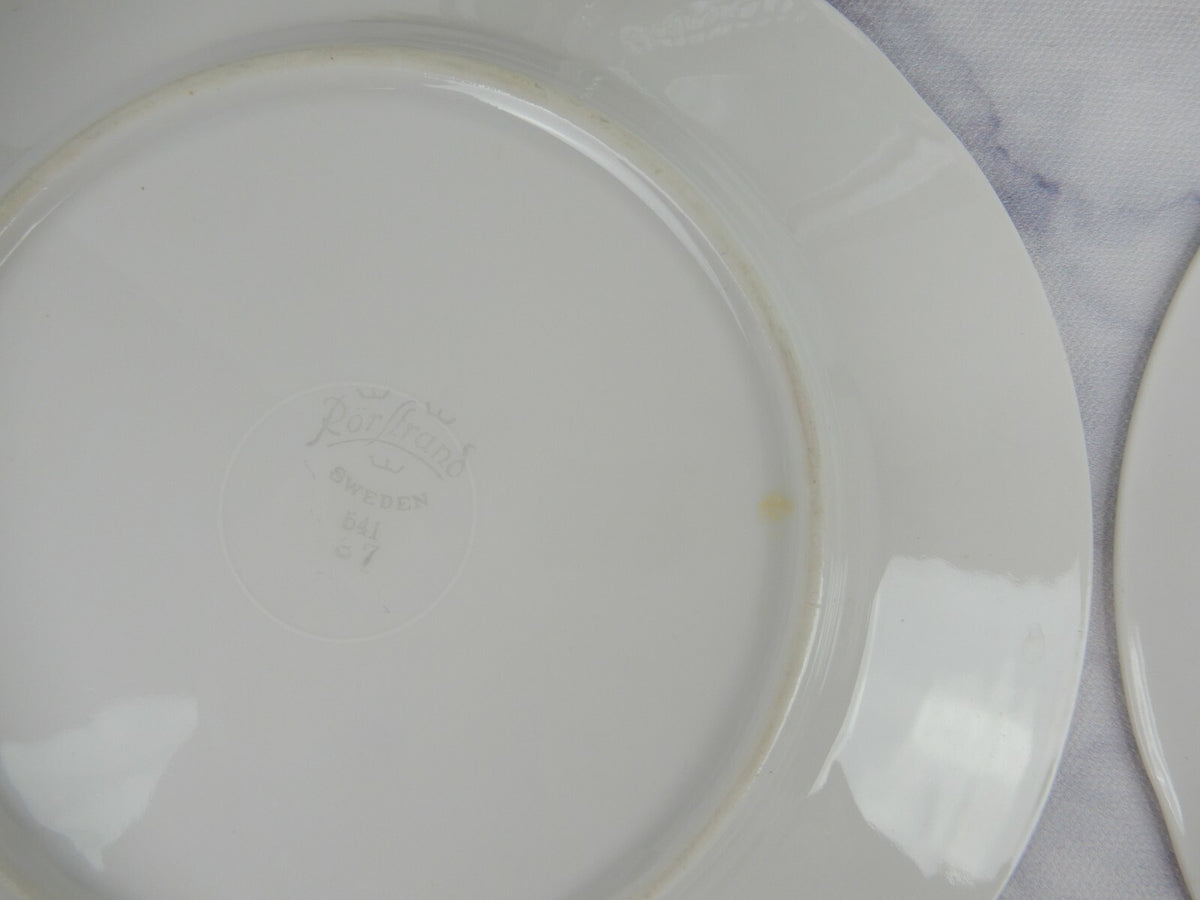 Rorstrand Sweden Swedish GRACE White & Gold 2 Cups & Saucers w/3 Dessert Plates