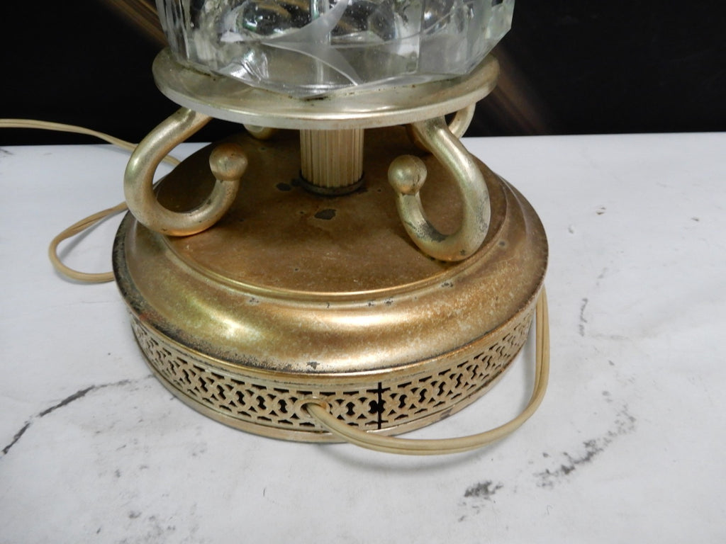 Vintage Lamp Clear Glass with Prisms Boudoir Table Mantle Lamp