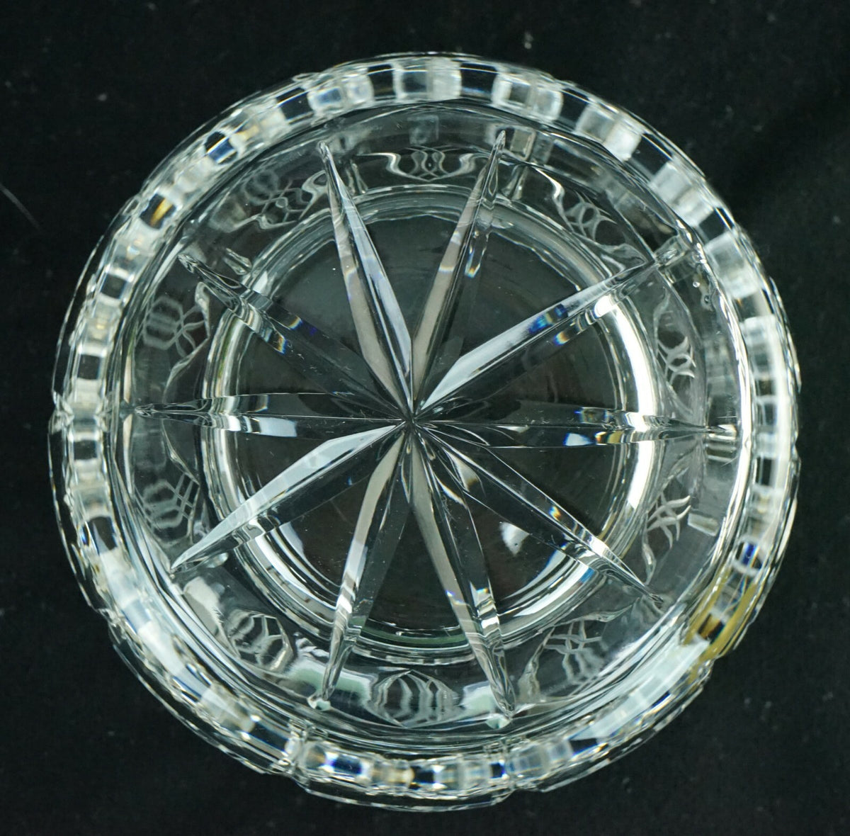 Lausitzer Deep Cut Crystal 4.5" Round Bowl 4.5" Tall Original Lausitzer Label
