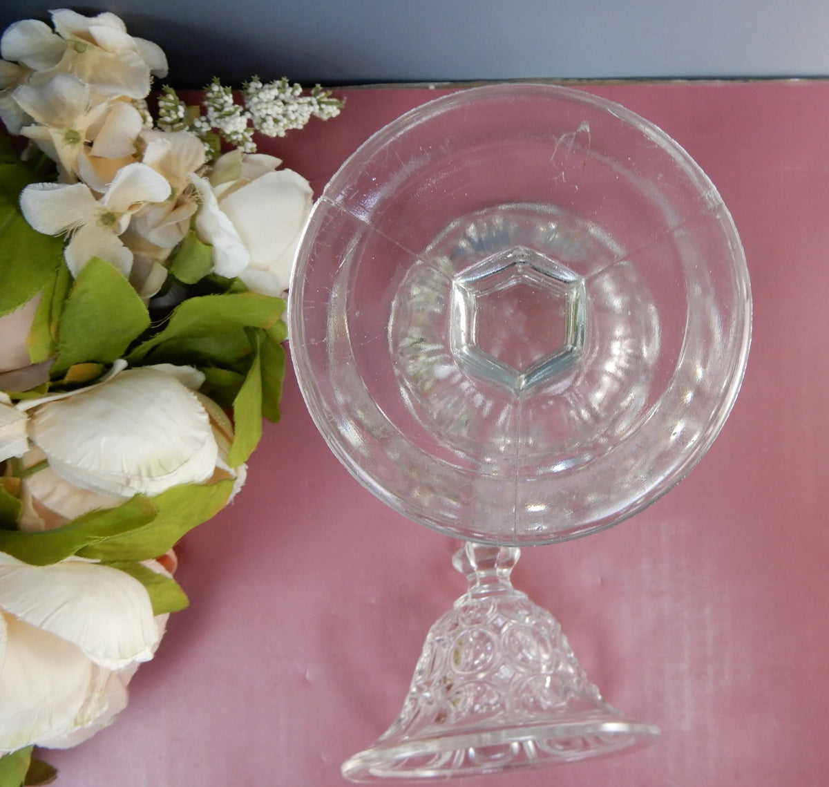 Vintage "Excelsior Pattern" American Flint Glass Sugar Bowl