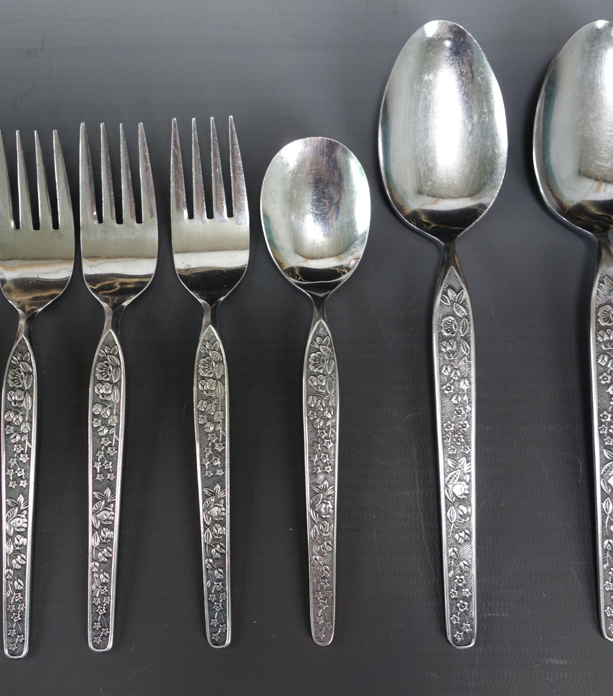 22 Piece of NASCO Sevita Repousse Floral Stainless Steel Made in Japan