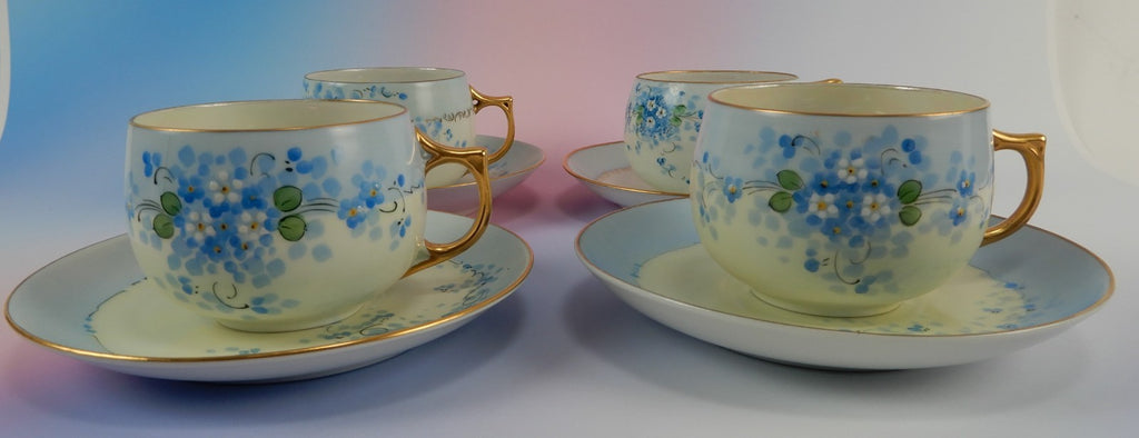 4 Pc. Stouffers Hand Decorated Blue Forget Me Not~ Cups and Saucers