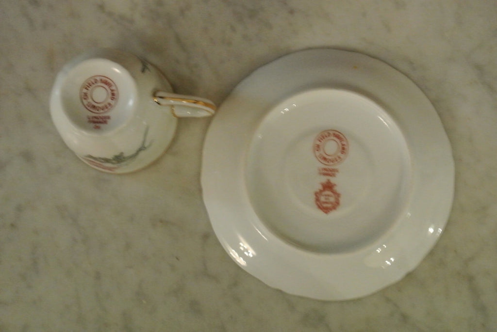 CH Field Haviland Limoges. Label de Qualite. Chinese Thistle Col. Cup & Saucer