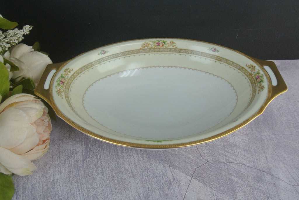 Vintage Hand Painted Meito China Oval Serving Dish with Handles