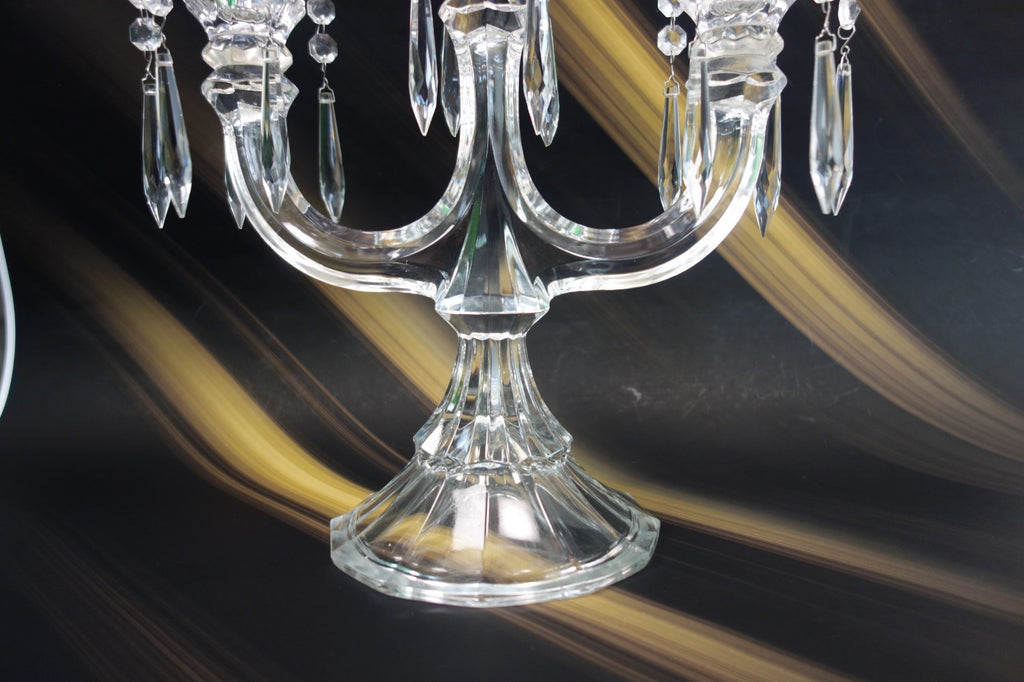 Vinrage Shannon Crystal Designs 3 Arm Candelabra W/ 14 Prisms 12-1/2" High