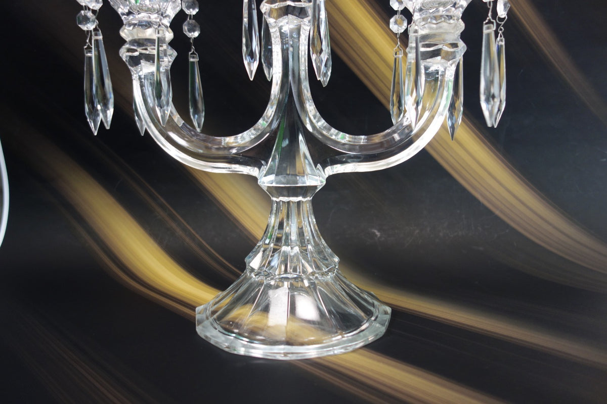 Vinrage Shannon Crystal Designs 3 Arm Candelabra W/ 14 Prisms 12-1/2" High
