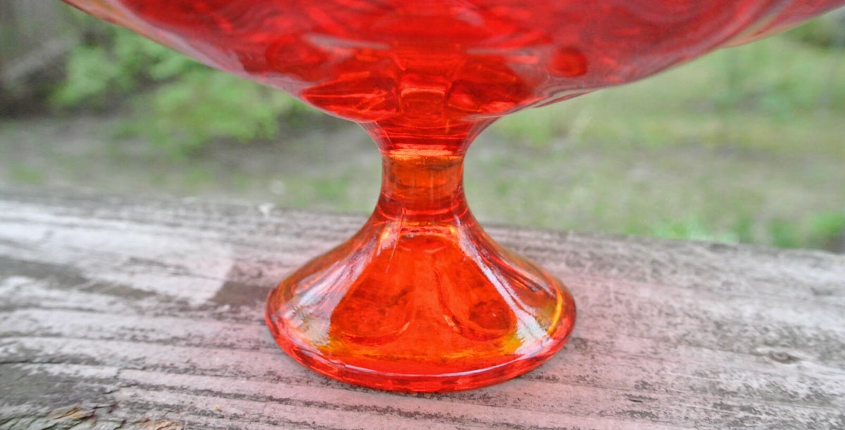 1960s Viking Glass Amberina Epic Line Small Compote