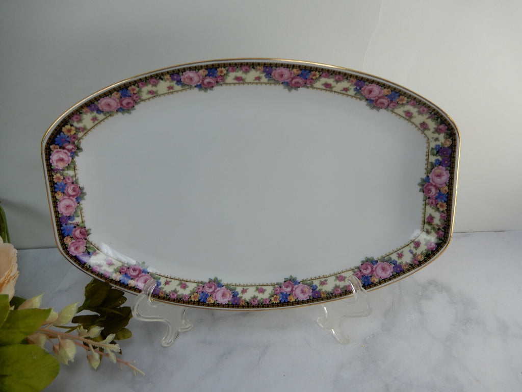 Vintage Edelstein Bavaria 11-1/8" Platter and Gravy Boat w/Attached Underplate