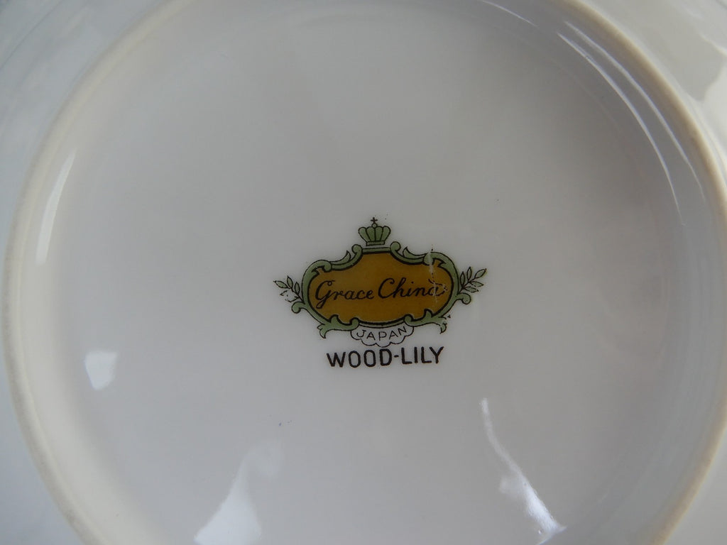 Vintage Grace Wood Lily Pattern set of Two Soup and Two Fruit  Replacement Bowls