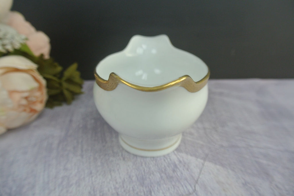 Vintage O&EG Royal Austria Greek Key Gold Trim Gravy Boat W/ Underplate