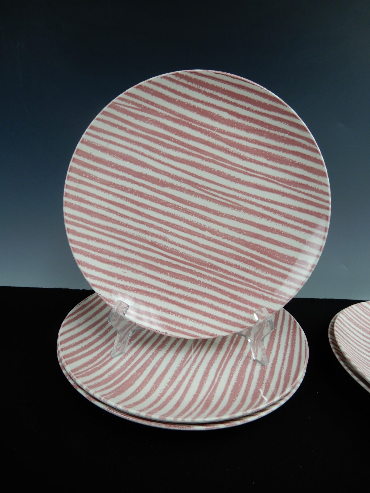 Royal China underglaze F 54 Set of 5 Dinner Plates Red Stripe 10-1/8"