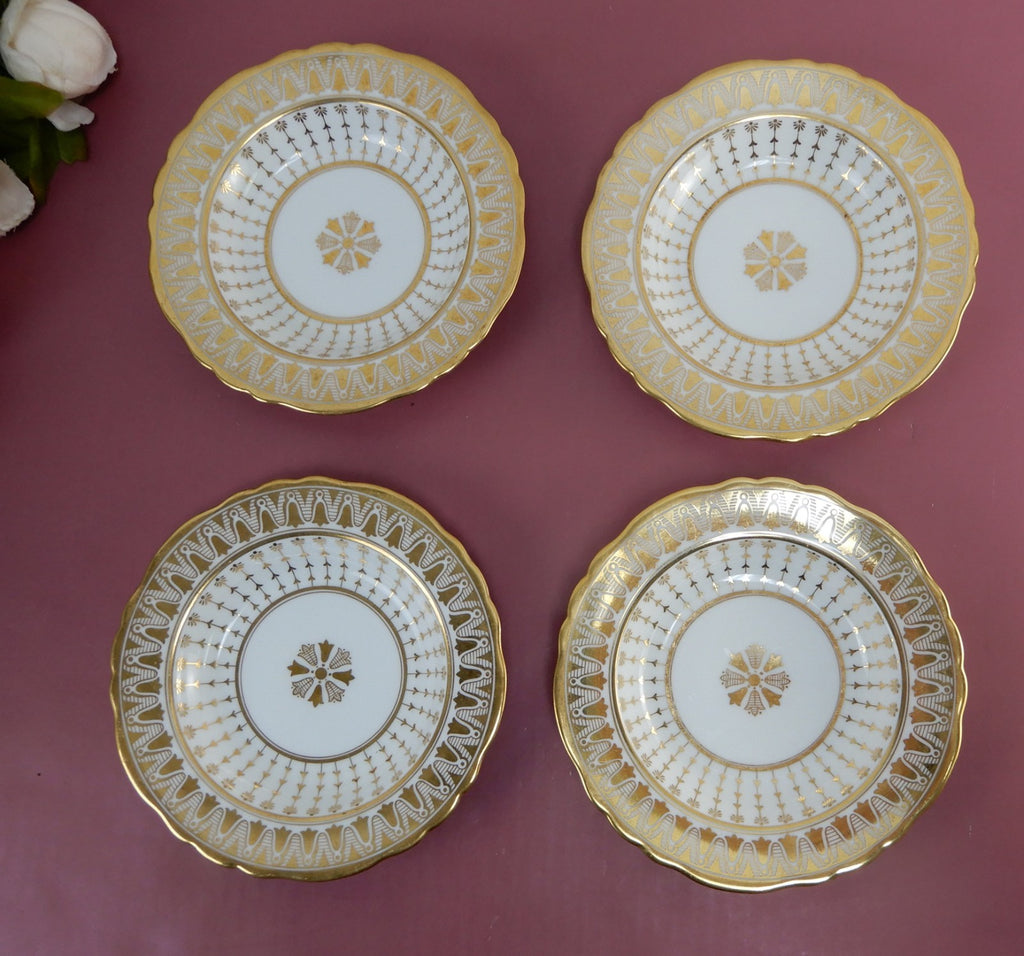 4 Antique Cauldon England 6-7/8"Dessert Bowls Gold for Rich-Briggs.Co Boston