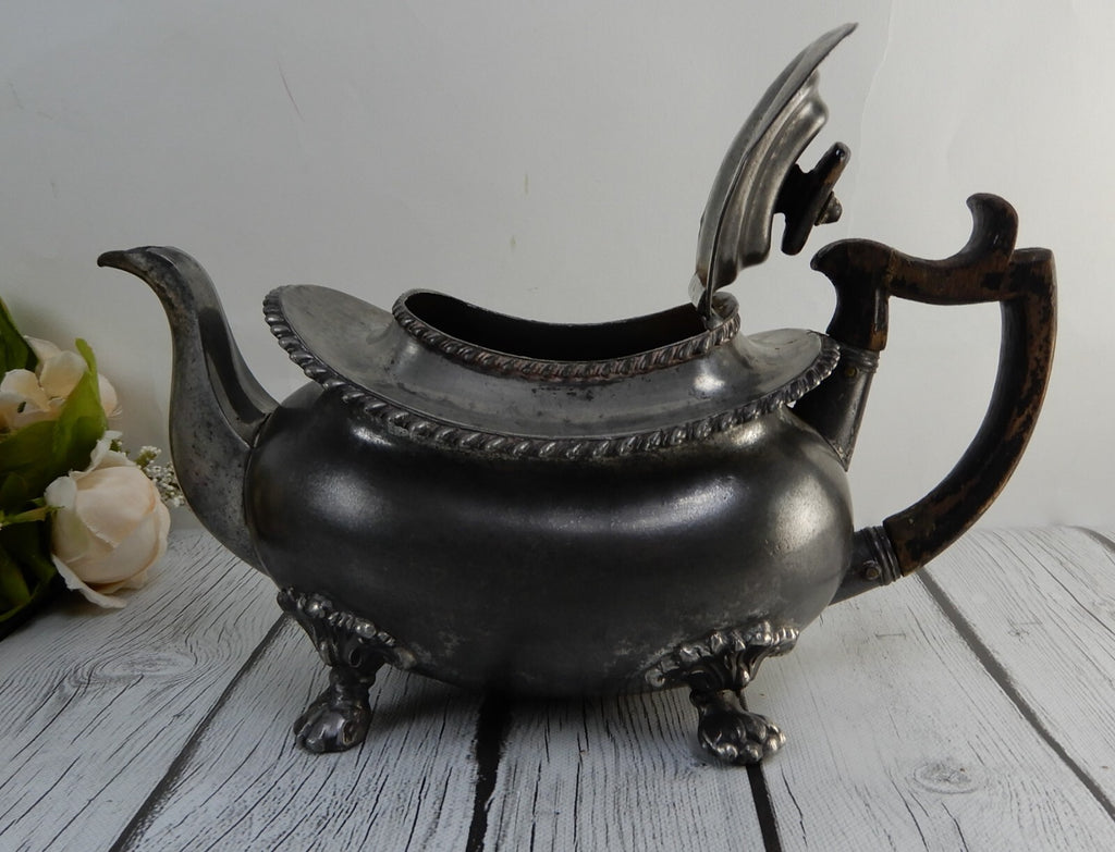 Antique Dixon & Son Pewter Footed Tea Pot Made in England
