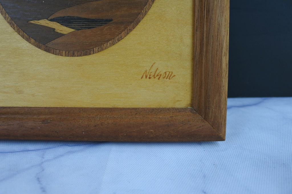 Lot Of 2 Hudson Wood Inlay Decorative Pictures By Nelson