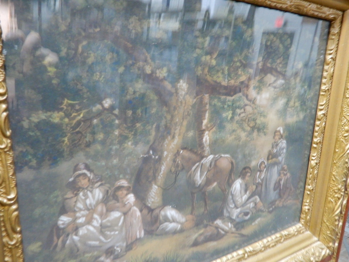 Vintage Print of  Travellers St. Paul's Churchyard With Ornate Picture Frame
