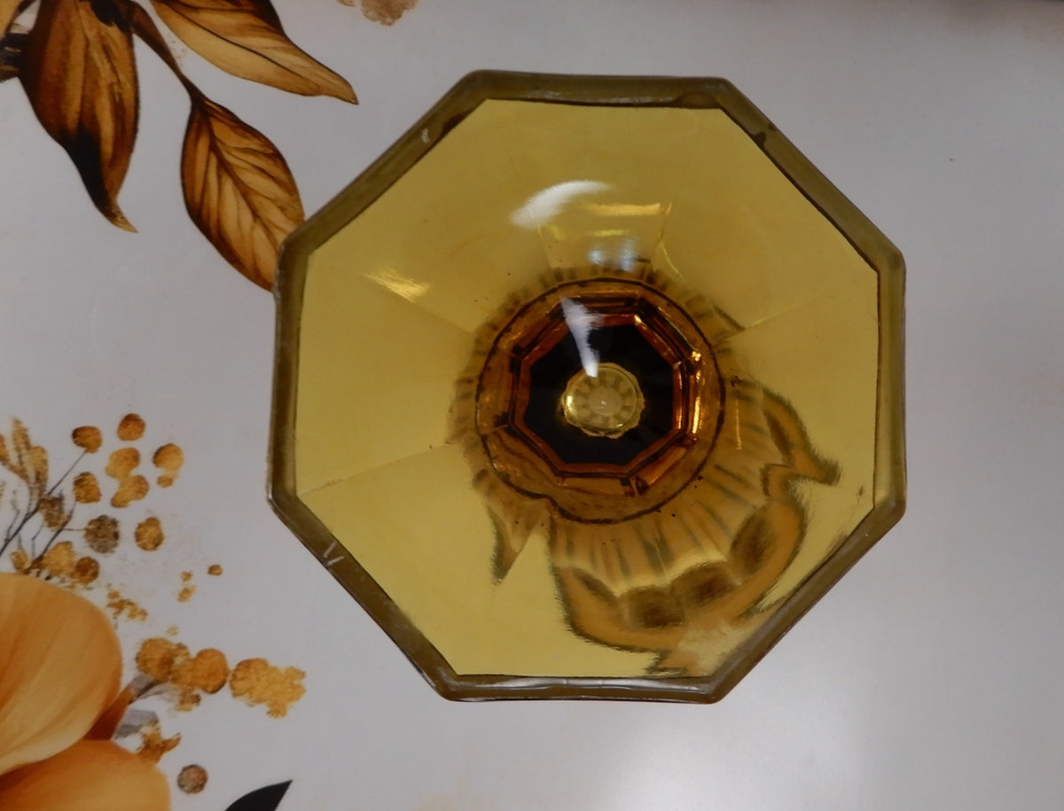 Vintage Antique Amber Glass Tall Vase w/ Silver Overlay Decoration