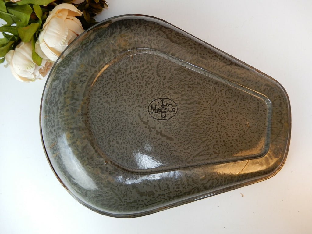 Vtge Grey Enamelware Graniteware L & G Mfg Co Hospital Bed Pan Farmhouse Decor