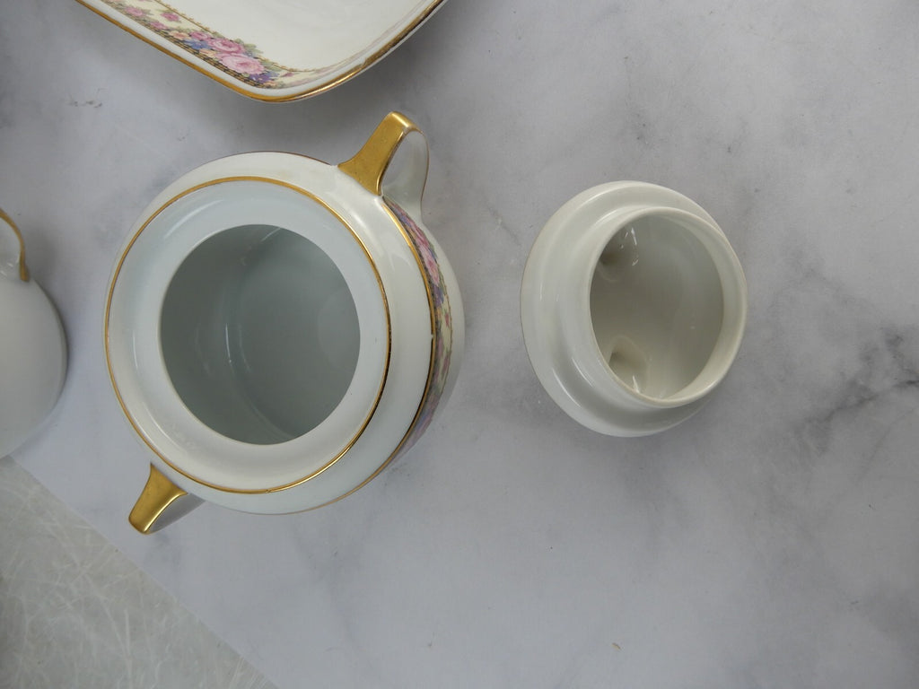 4 Pc  Edelstein Bavaria 15-1/8" Platter, Sugar Bowl,Creamer, Vegetable Bowl