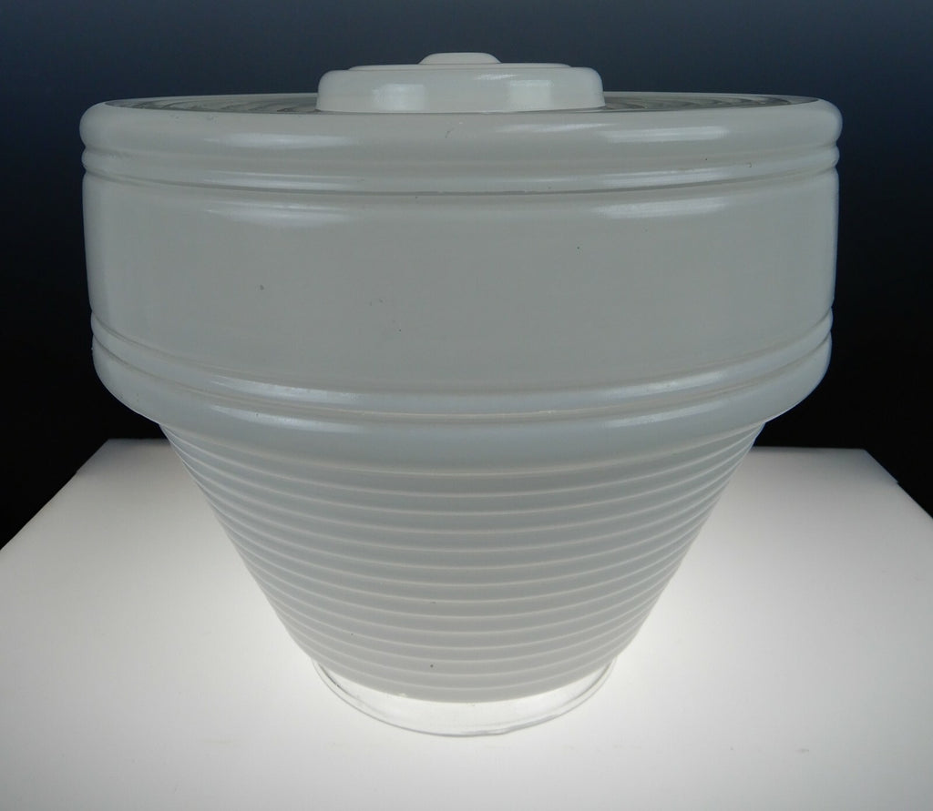 Vintage Tall Ceiling White & Clear Glass Shade 8" Diameter