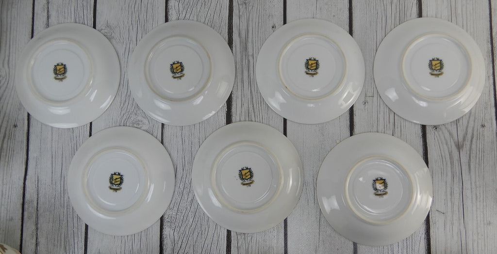 7 Gold Floral Anniversary Craftsman China Japan Cups & Sauces Set Pattern # 178