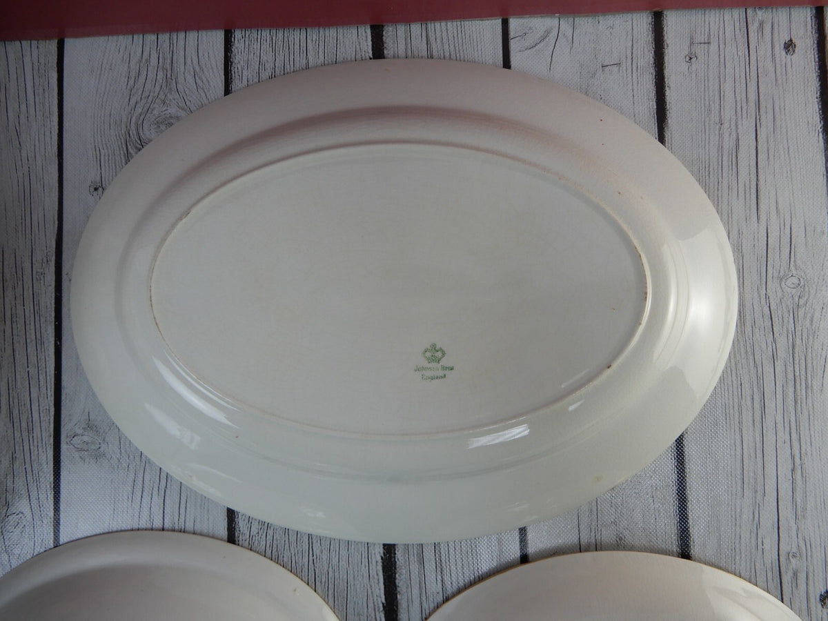 Johnson Brothers England White Gold and Black Rims Platter,Bowl,Dish