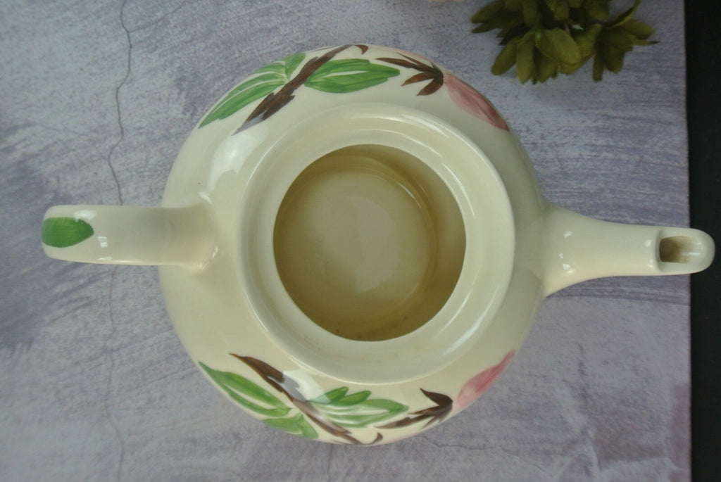 Vintage Continental Kilns Green Arbor Musical Box Teapot Pink Roses