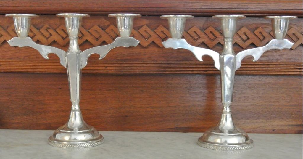Antique Silver Plated Sheets Rockford S Co. 1875  Candle Holders -