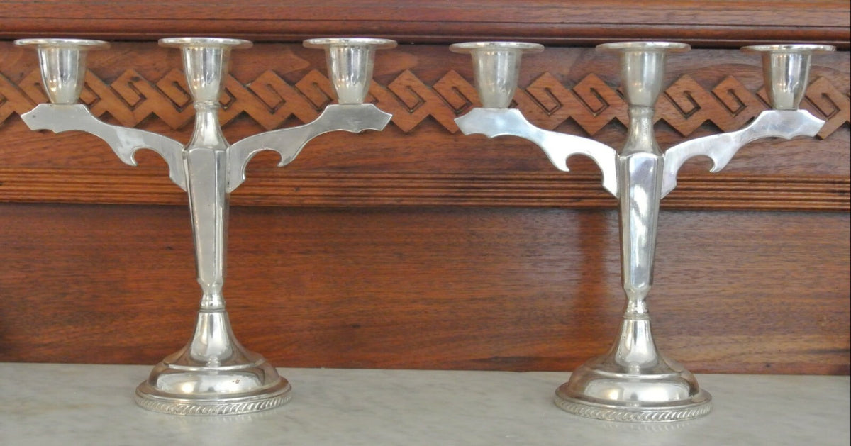Antique Silver Plated Sheets Rockford S Co. 1875  Candle Holders -
