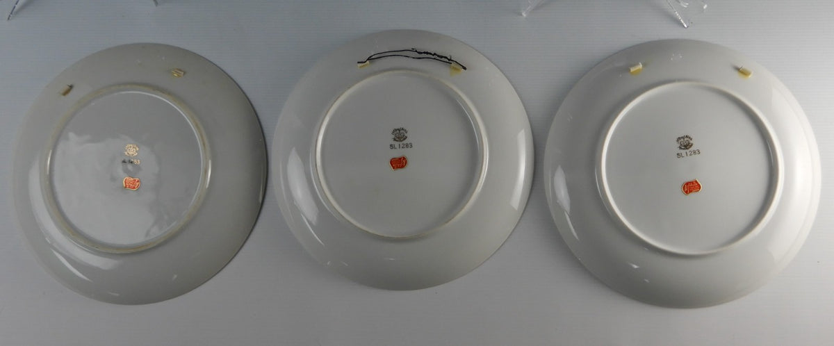 Set of 3 Lefton China Decorative Floral Plate Hand Painted Gold Rim SL 1283 (B)