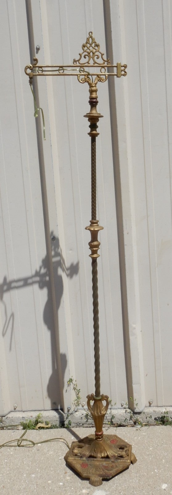 Antique Cast Iron Bridged Ornate Floor Lamp 61-1/4" Tall Needs Repair